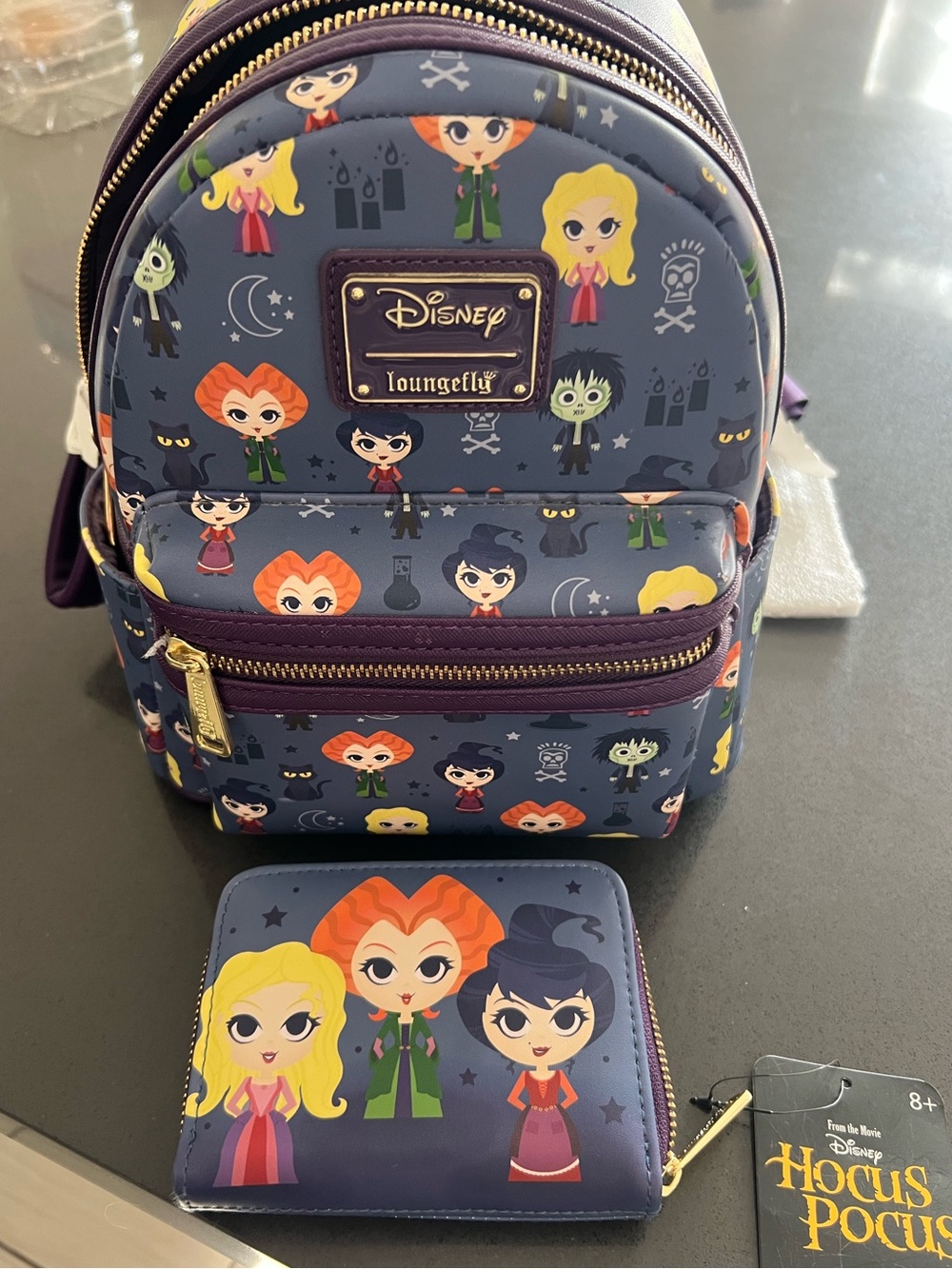 Loungefly Purple Disney Kids Halloween Character Wallet with hocus pocus